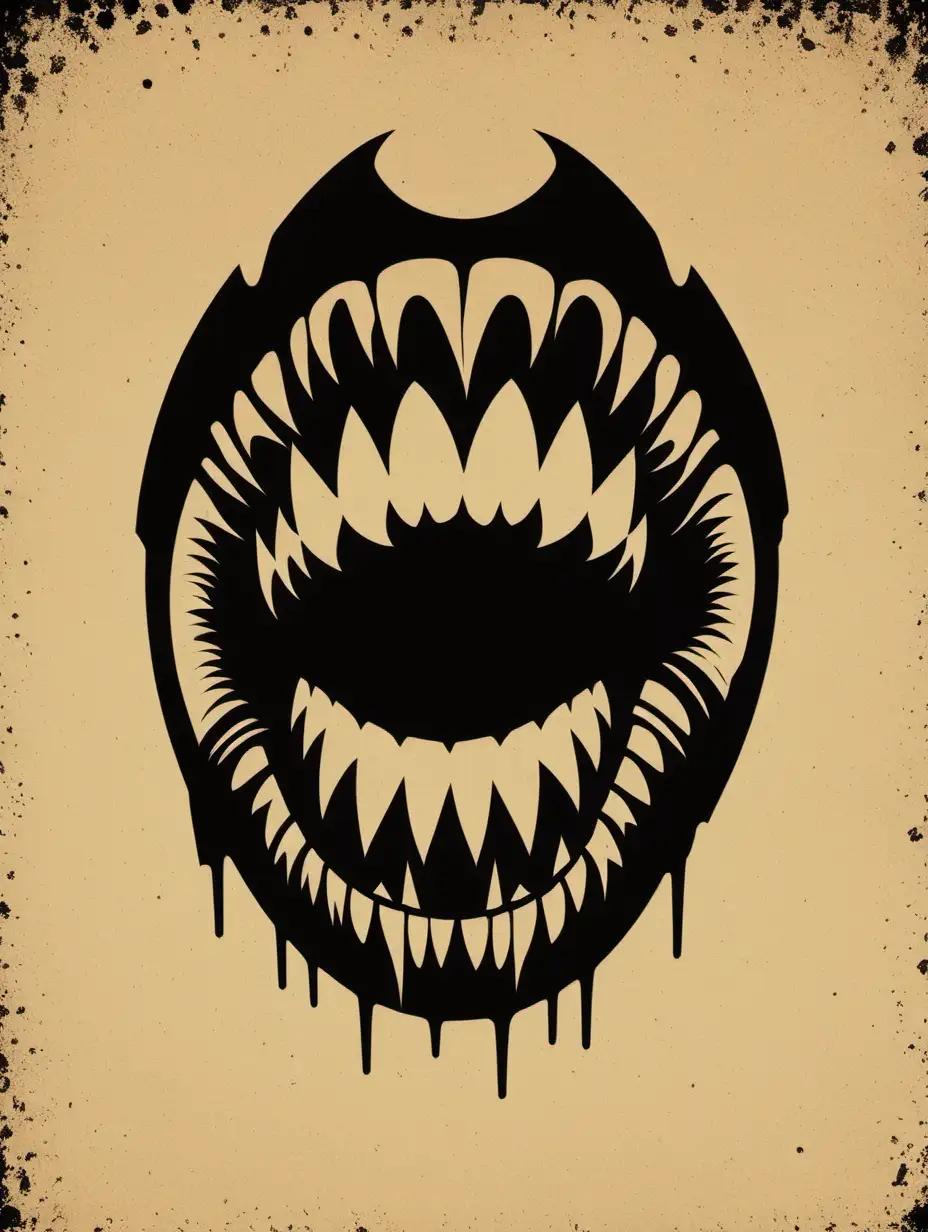 Minimalist Movie Poster Featuring Vampire Teeth Deathgrip Grindhouse Art
