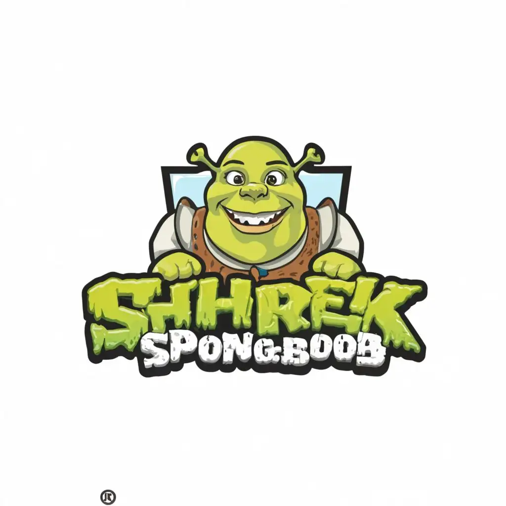 LOGO-Design-For-Shrek-and-SpongeBob-Playful-Fusion-of-Animated-Icons-on-a-Clear-Background