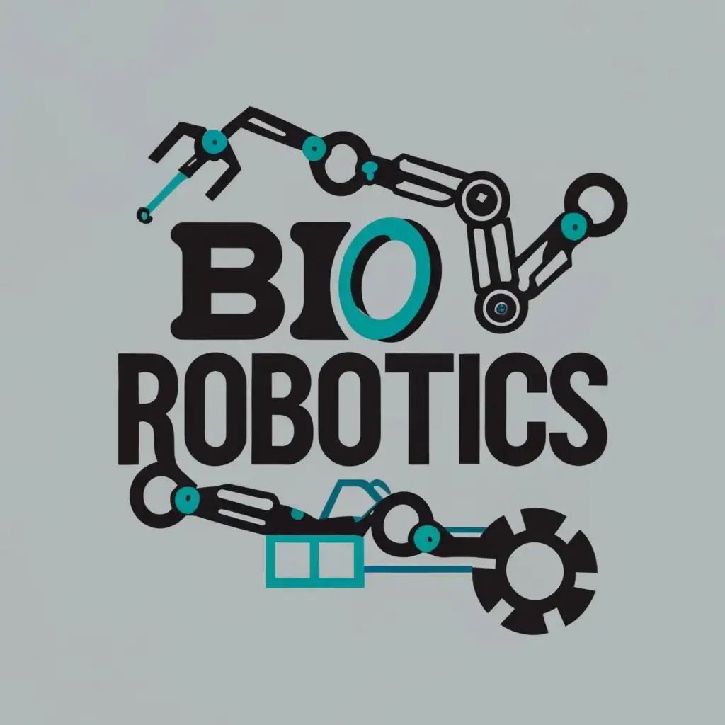 logo, robotic arm, wheelchair, robot links, motors and mobile robot, with the text "BioRobotics", typography, be used in Education industry