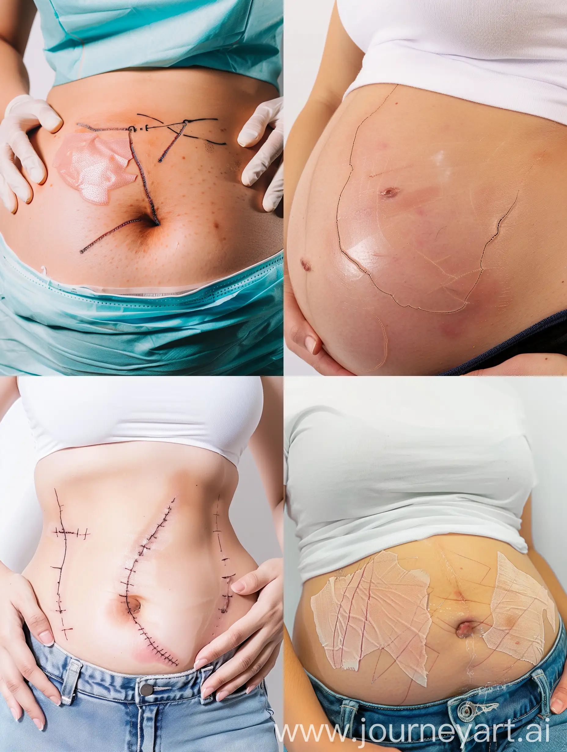 PostLaparoscopic-Appendicitis-Scars-on-Womans-Belly