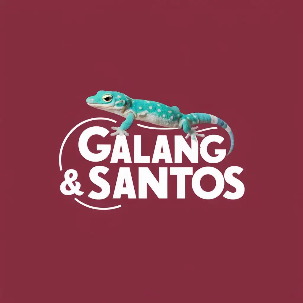 logo, Gecko, with the text "GALANG & SANTOS", typography, be used in Animals Pets industry