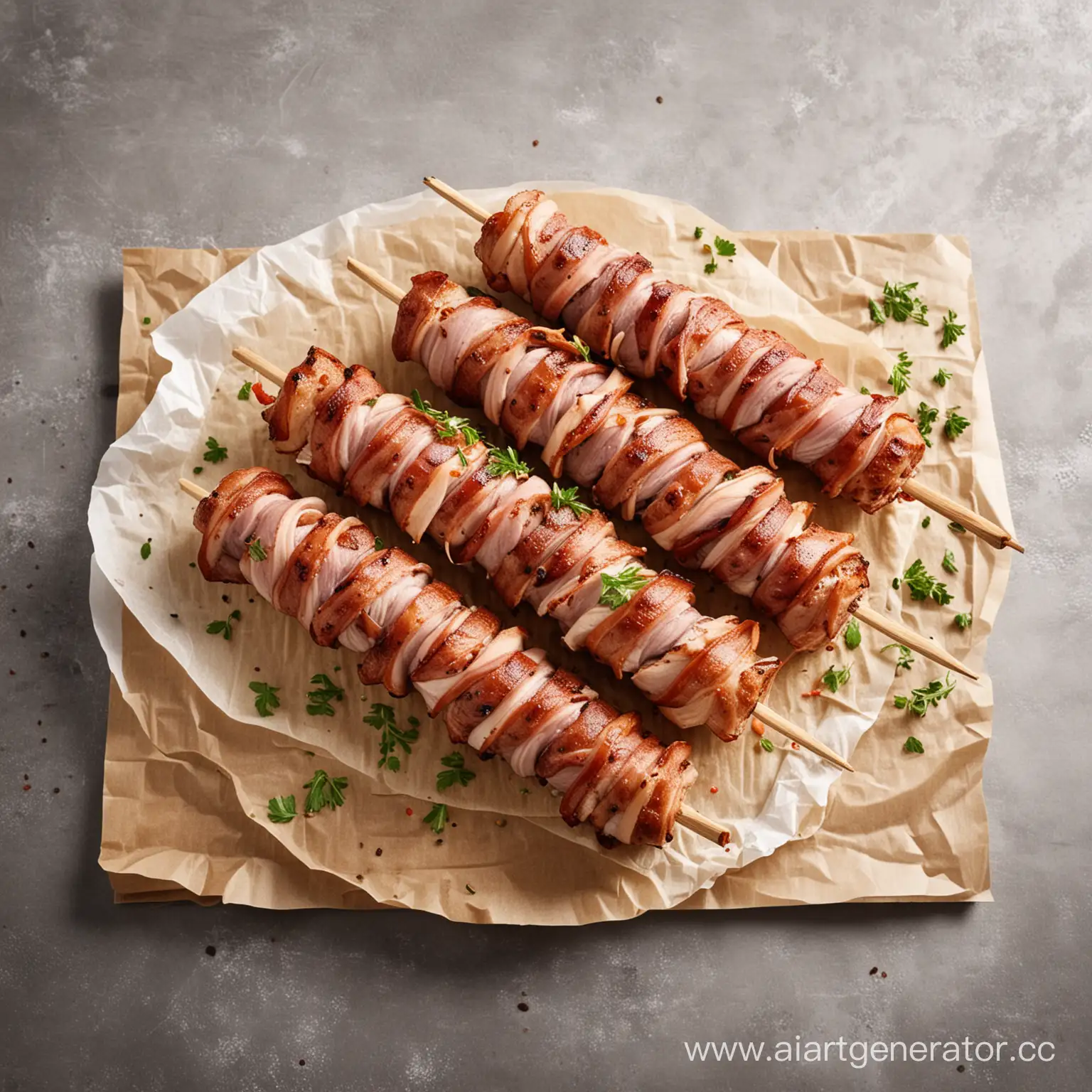 Savory-BaconWrapped-Pork-Kebab-Delight-on-a-Clean-White-Canvas