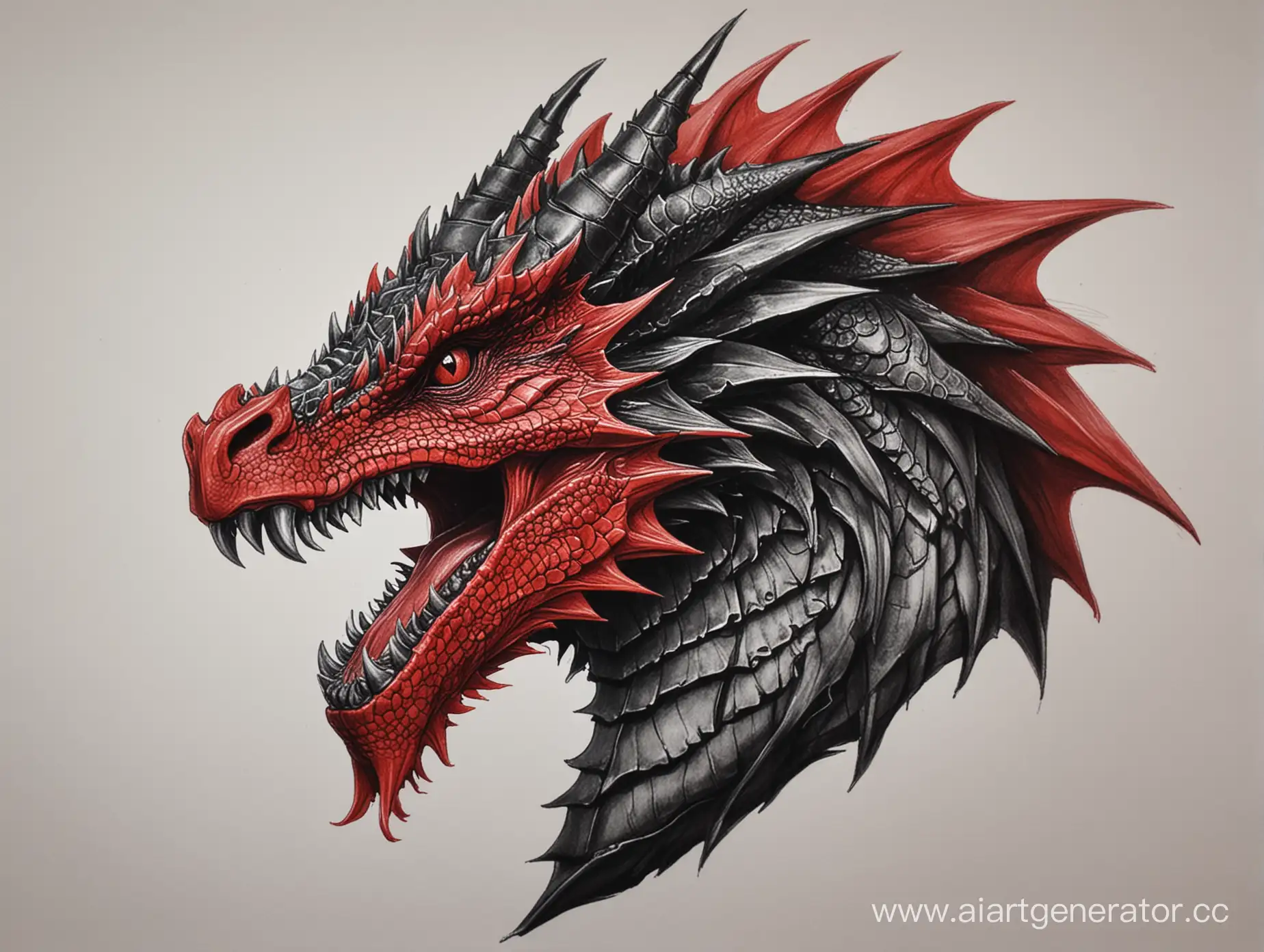 Fiery-Red-and-Ebony-Dragon-Head-Illustration