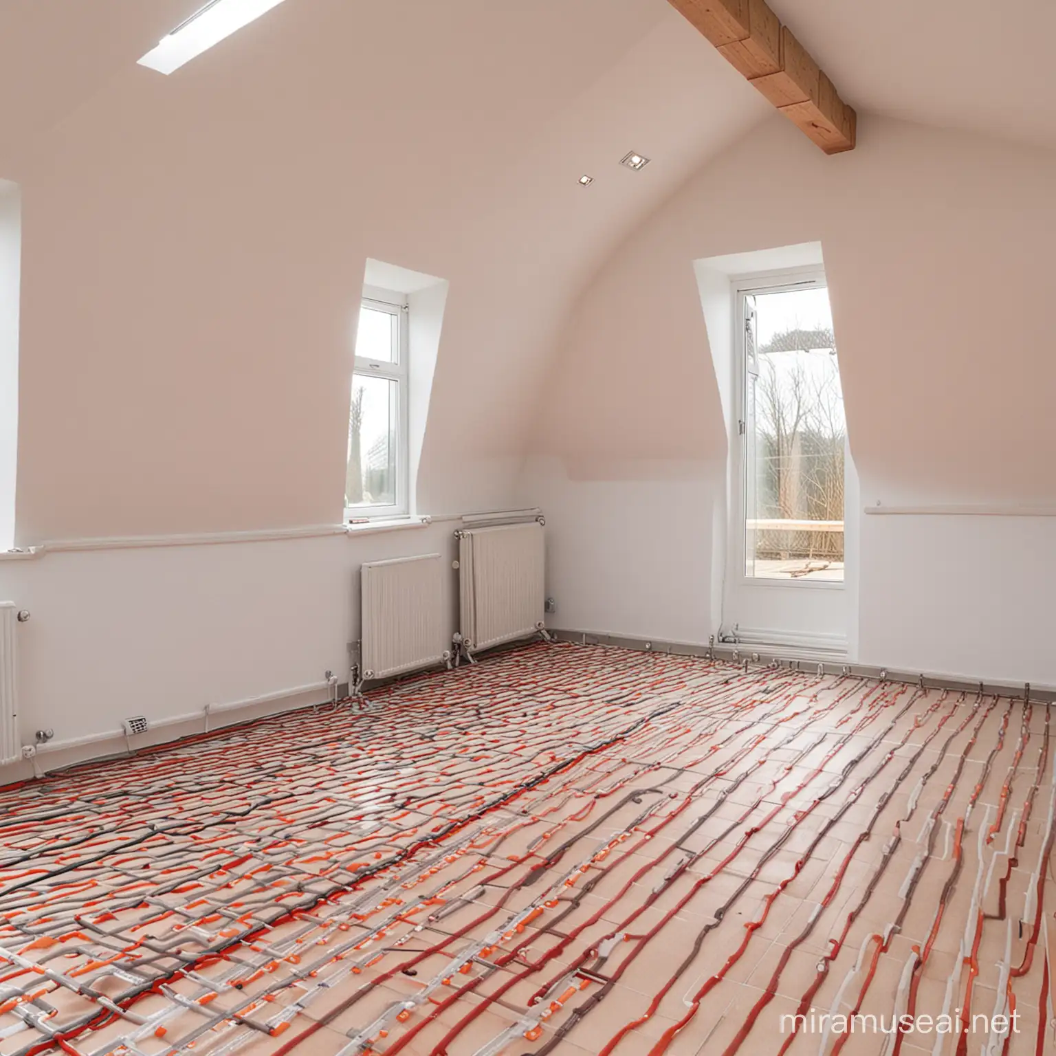A house heated with underfloor heating system