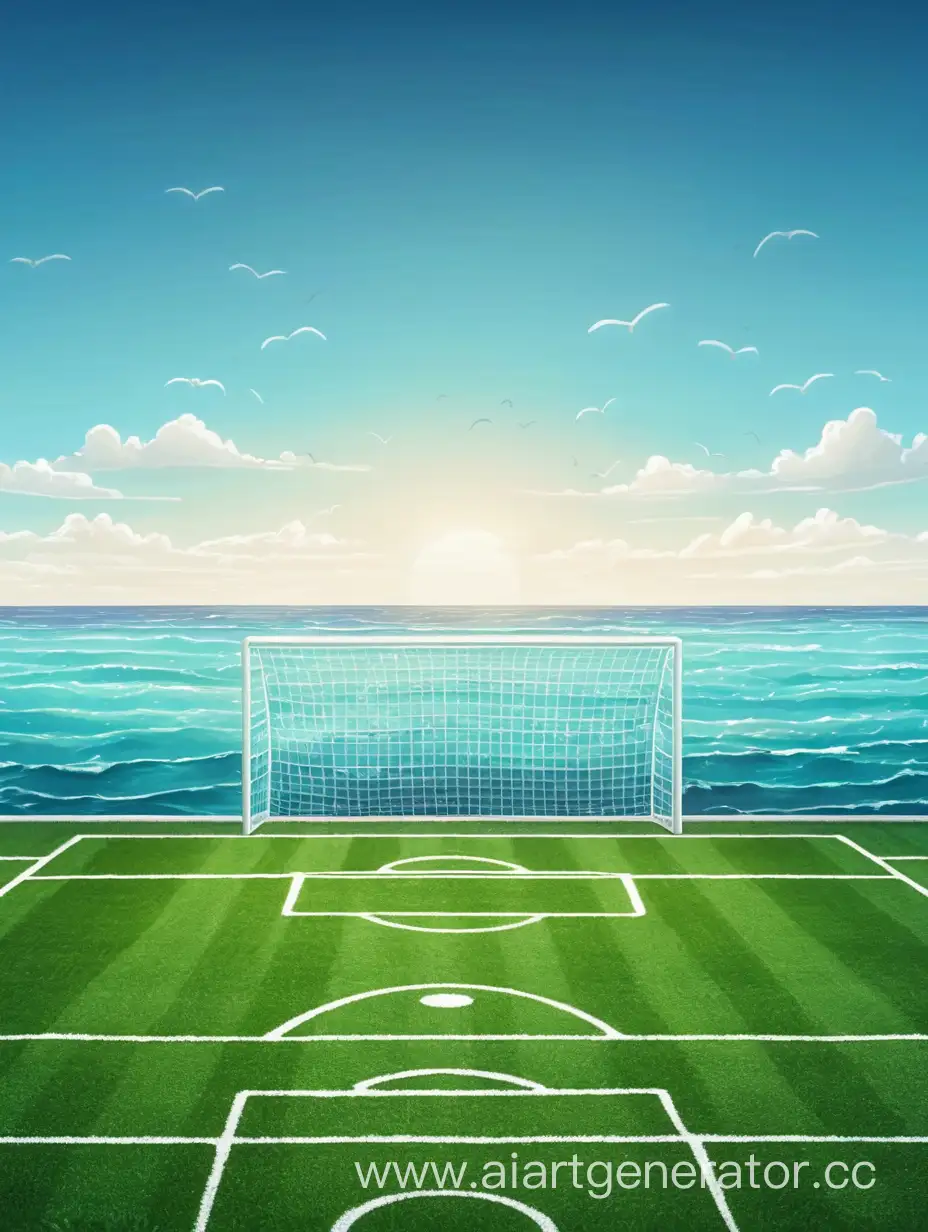 покажи футбольное поле на фоне океана