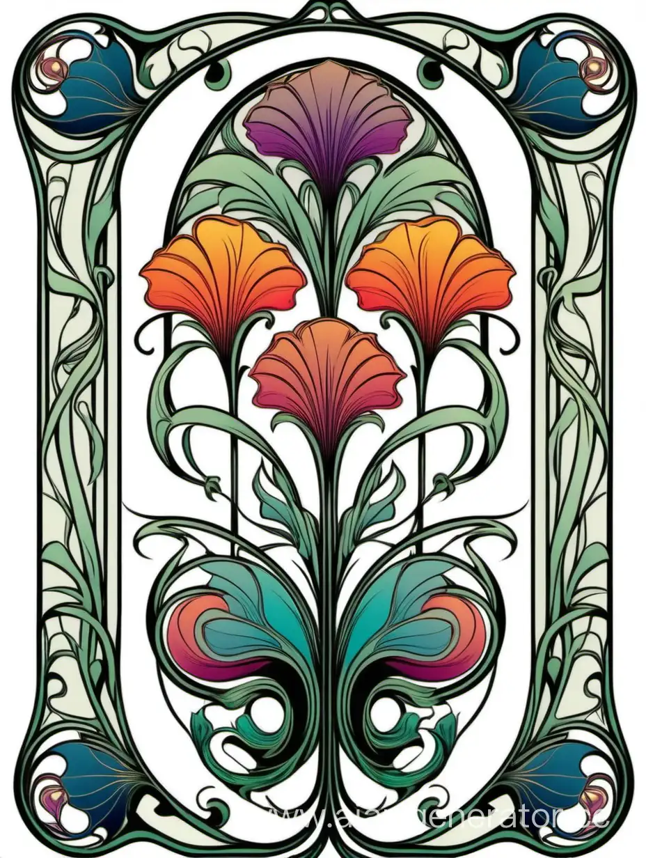 Art Nouveau multicolor Ornamental Graphic Accents, vector illustration, transparent background, vintage elements,