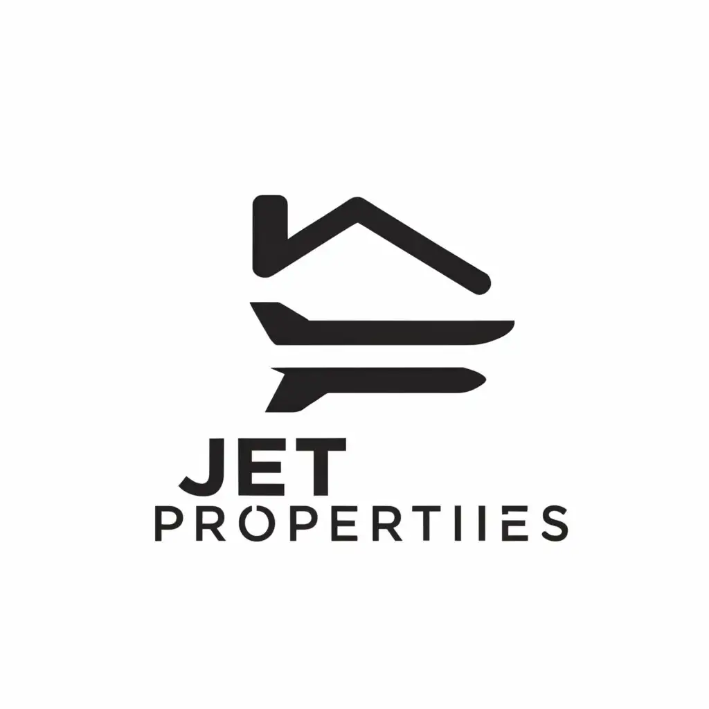 a logo design,with the text "JET Properties", main symbol:jet with home,Minimalistic,be used in Home Family industry,clear background
