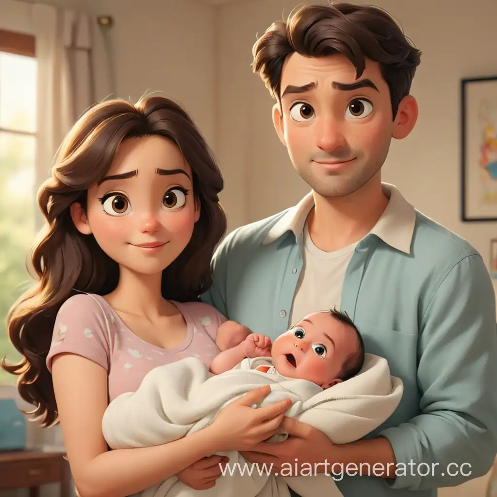 Joyful-Cartoon-Couple-Admiring-Newborn-Baby