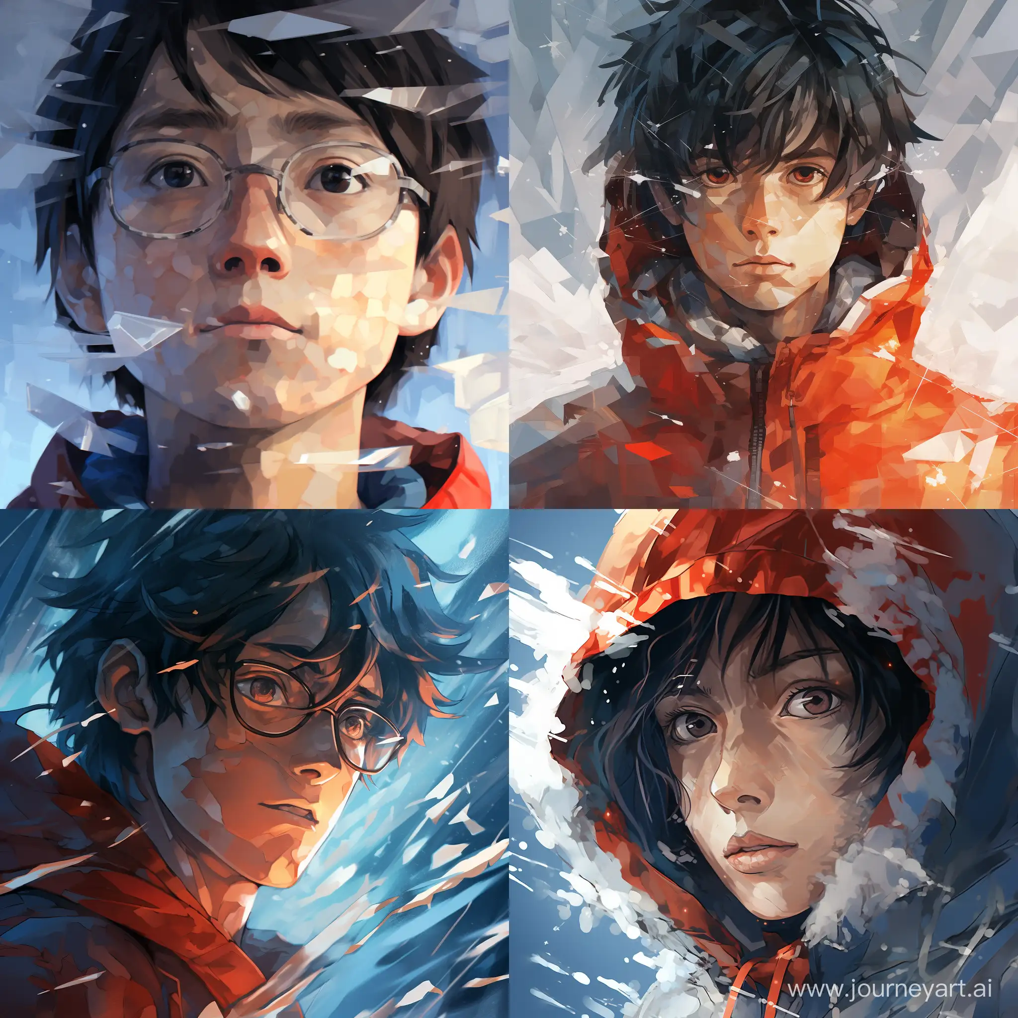 Fanart from anime 'erased', double exposure, digital painting, 2d, masterpiece, 8k
