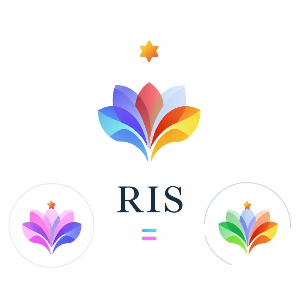 LOGO-Design-For-Iris-Elegant-Font-with-Iris-Flower-Rainbow-and-Star-Symbol