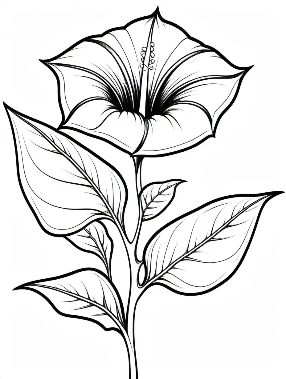 Charming Black and White Ipomoea Coloring Page for Relaxation
