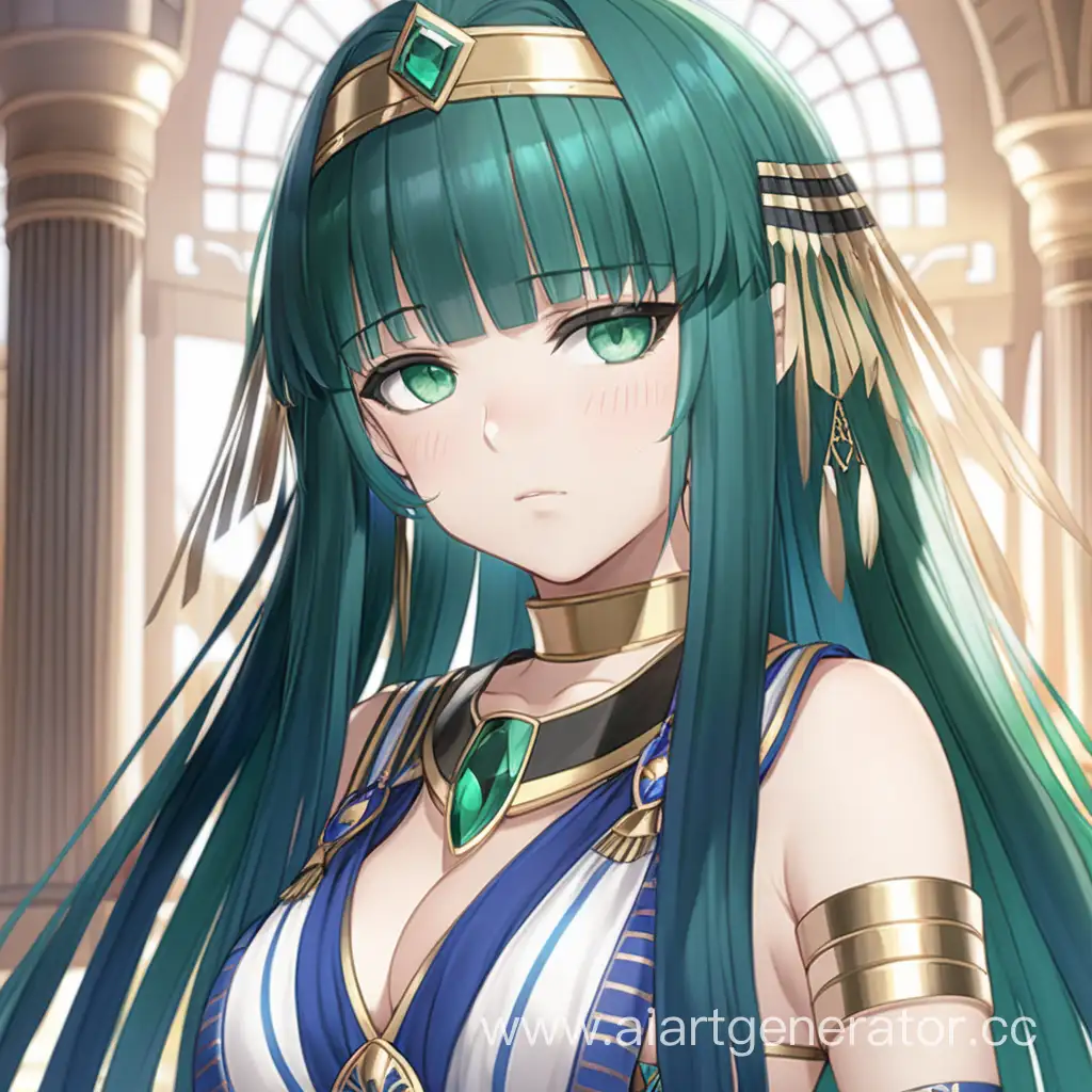 Cleopatra-Fate-Grand-Order-with-Emerald-Eyes-and-Hair-in-Egyptinspired-Attire