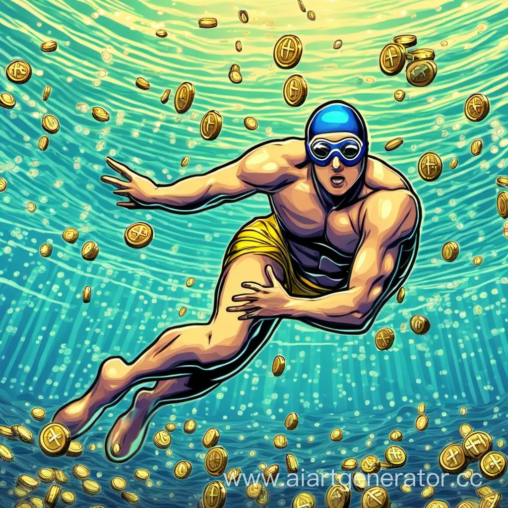 Cryptocurrency-Enthusiast-Enjoying-a-Refreshing-Swim-in-Digital-Assets