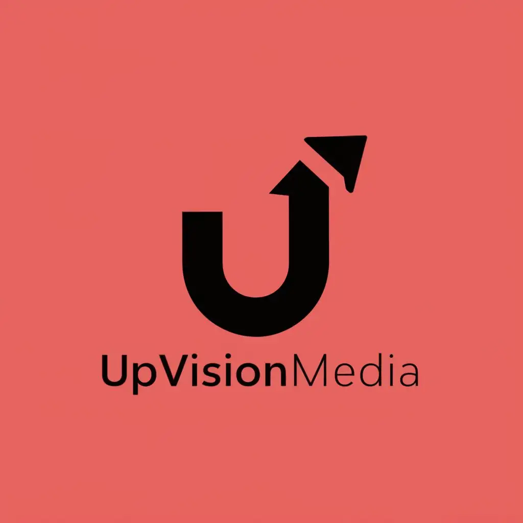 LOGO-Design-For-UpVisionMedia-Innovative-U-Arrow-in-Technology-Typography