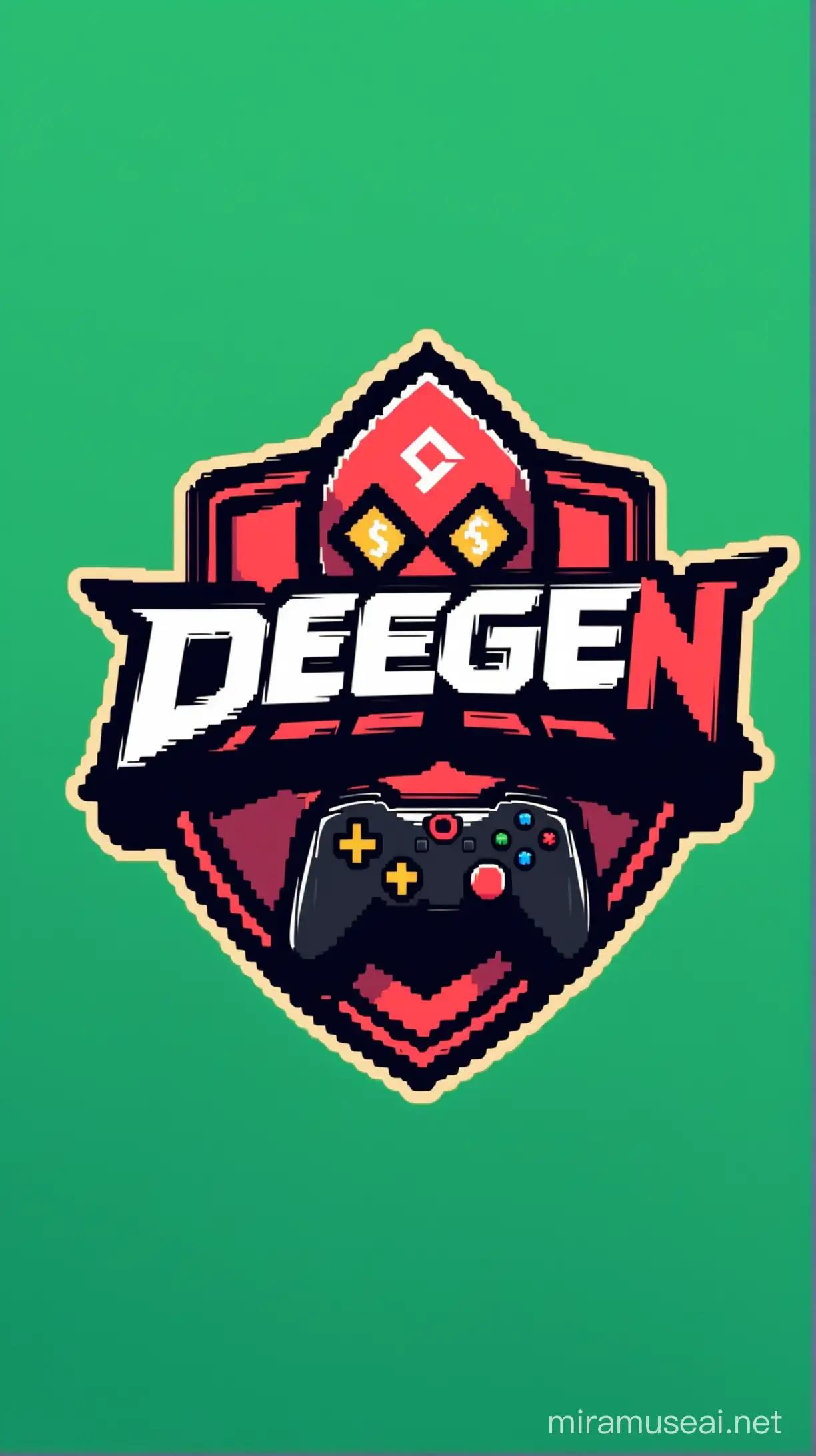 a logo for a brang called ''$DEGEN'' with gamers theme