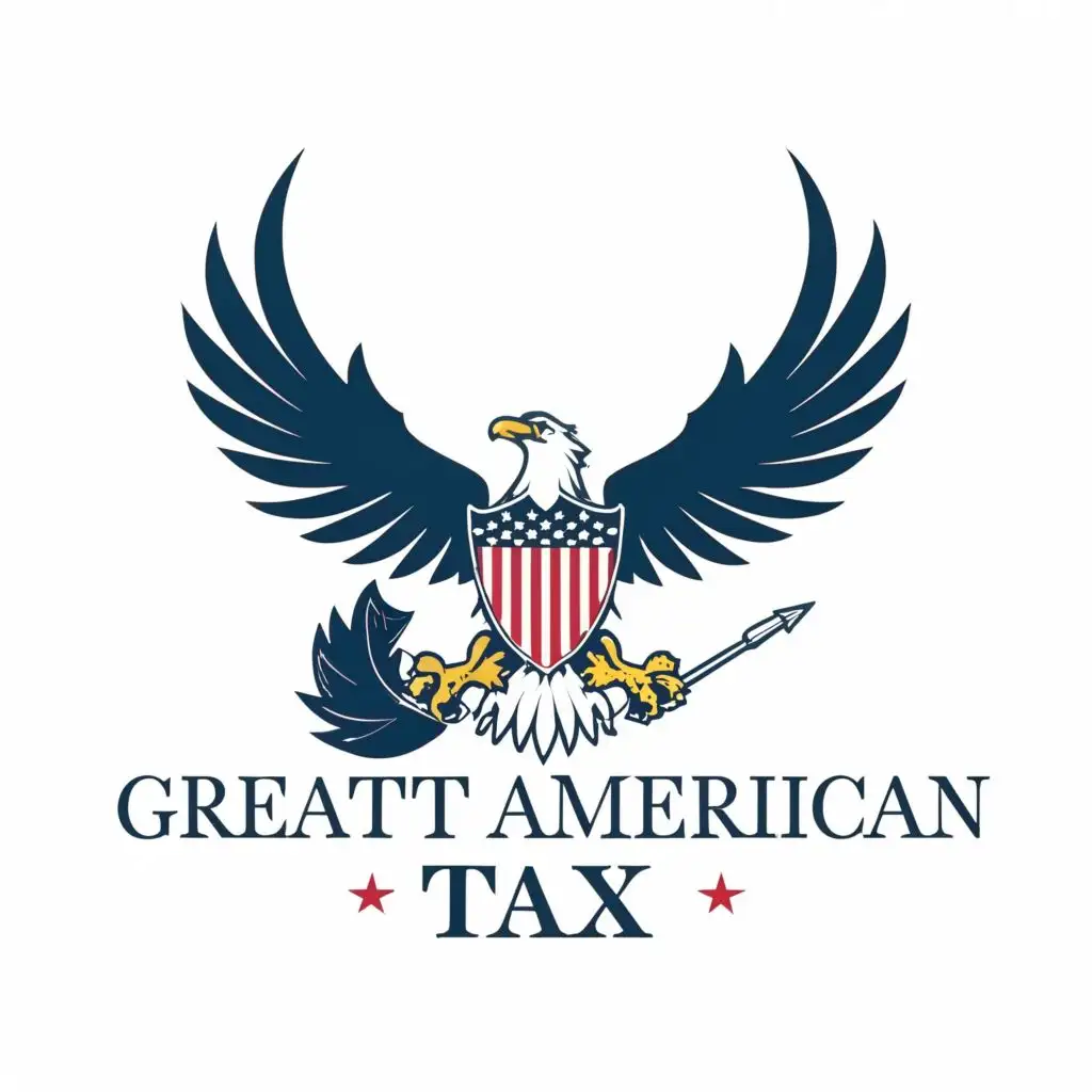 logo, American Eagle, with the text "Great American Tax", typography, be used in Finance industry