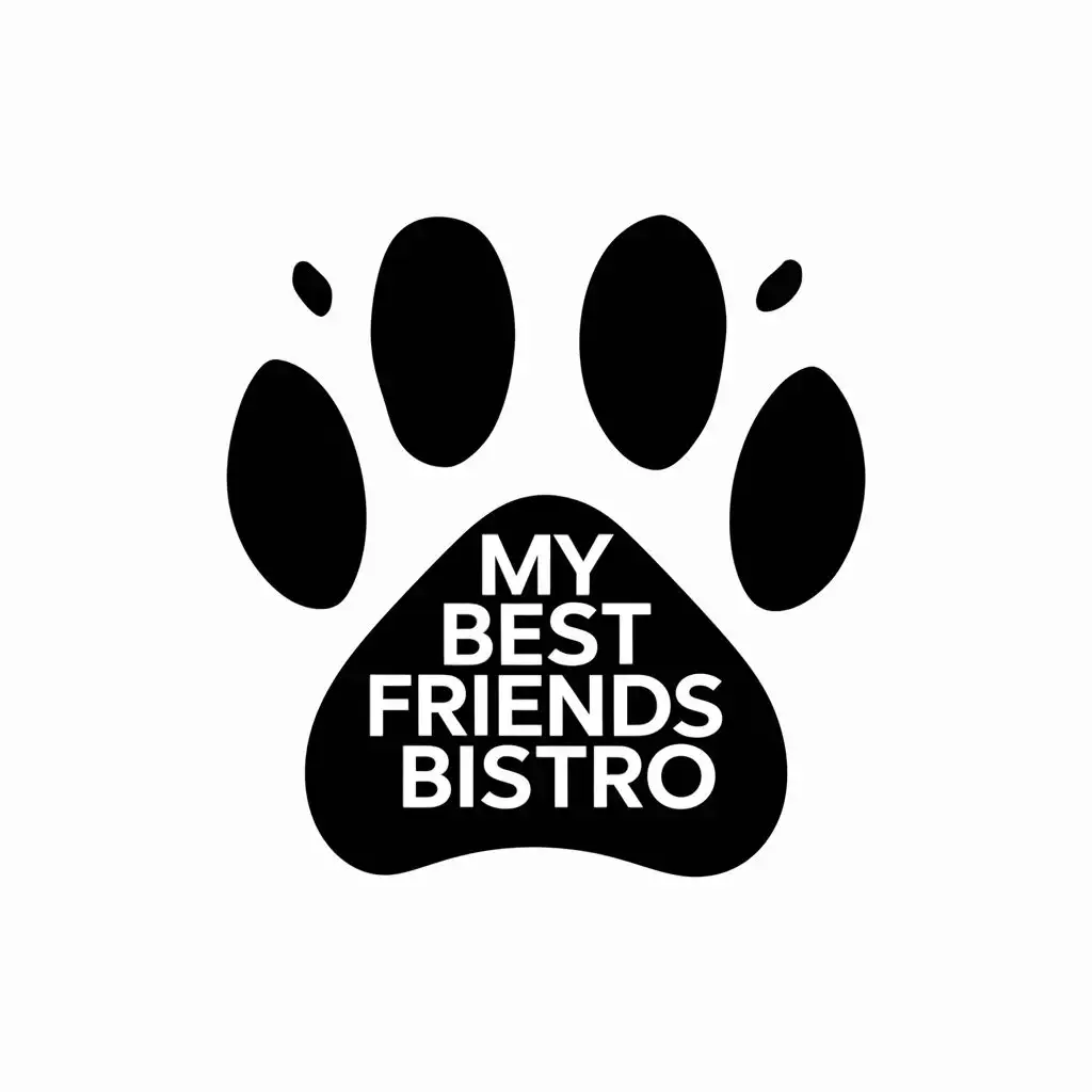 logo, Paw print, with the text "My best friends bistro", typography, be used in Animals Pets industry