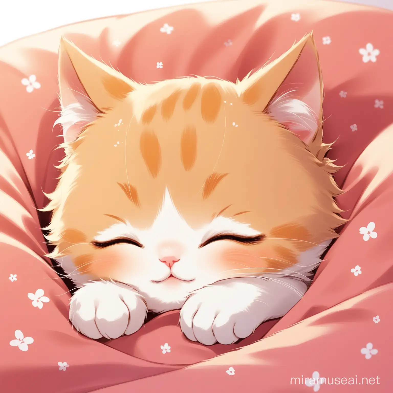 Adorable Sleeping Kitten in Cozy Bed