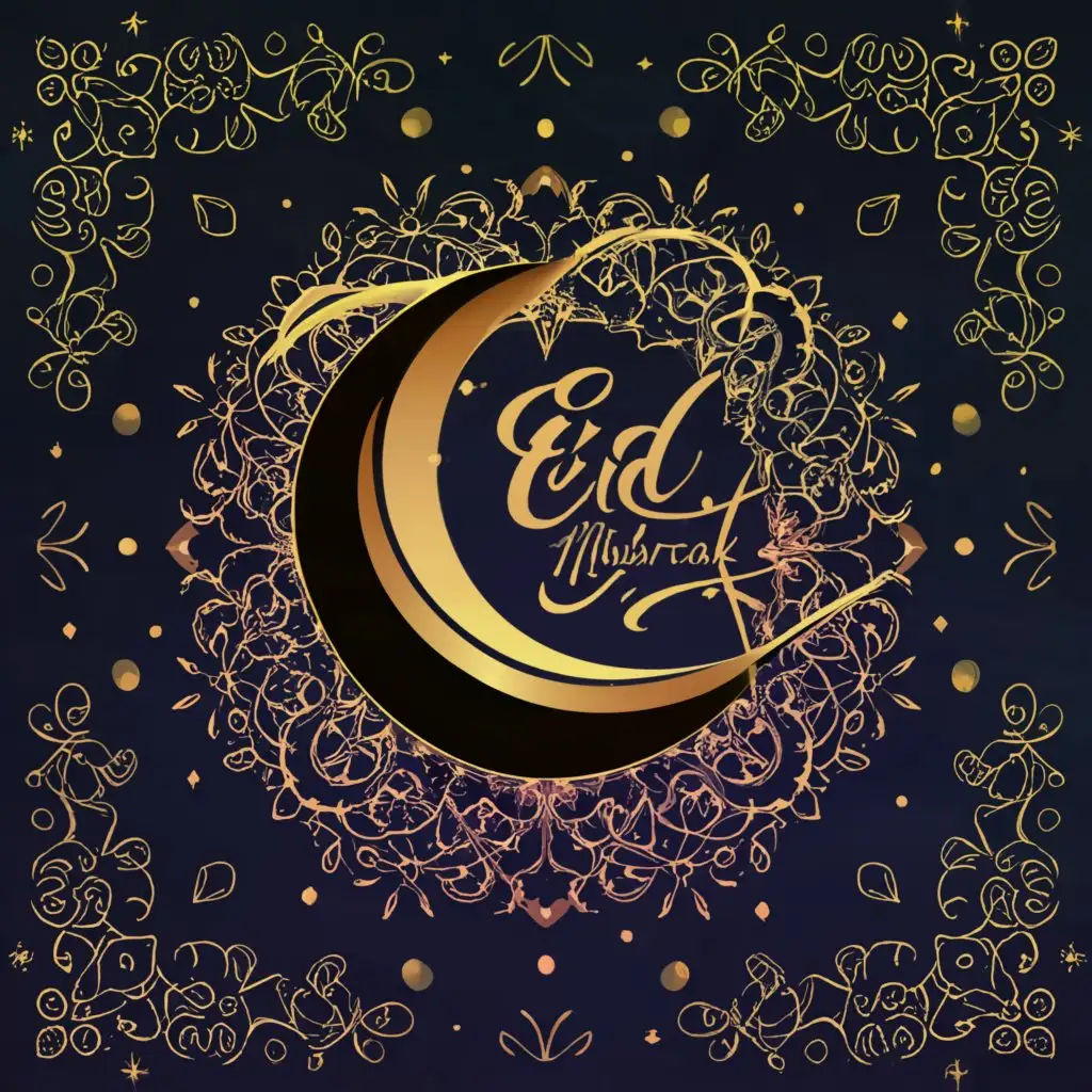a logo design, with the text 'EID MUBARAK DEPARTMENT OF PHYSICS', main symbol: CRESENT, DECENT FLOWERS, BEAUTIFUL BACKGROUND, Moderate, BEAUTIFUL background, SPELLINGS SHOULD BE SAME AS GIVEN
write "Eid Mubarak" in one line and "Department Of Physics" in other line