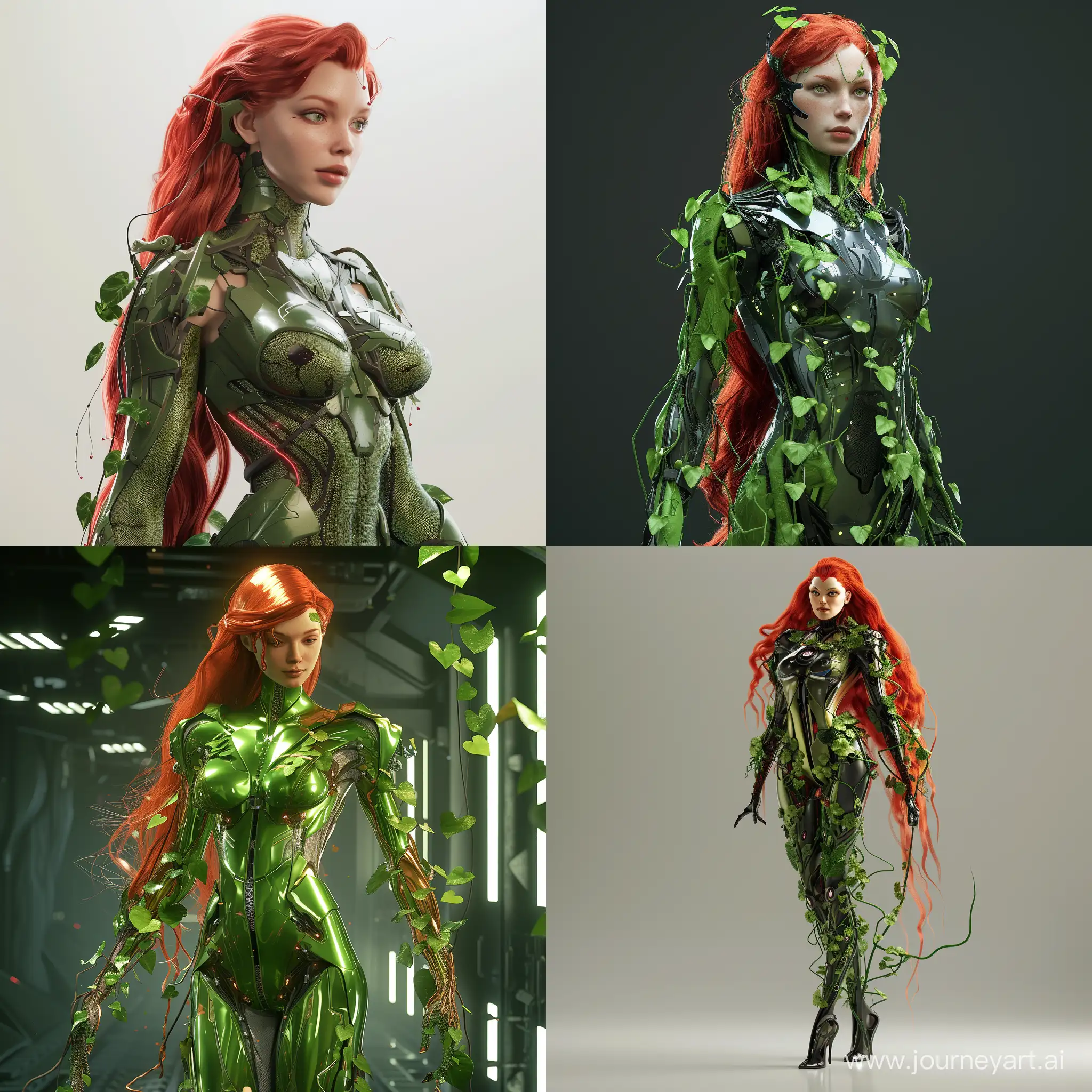 Futuristic DC Poison Ivy, world of high tech, octane render