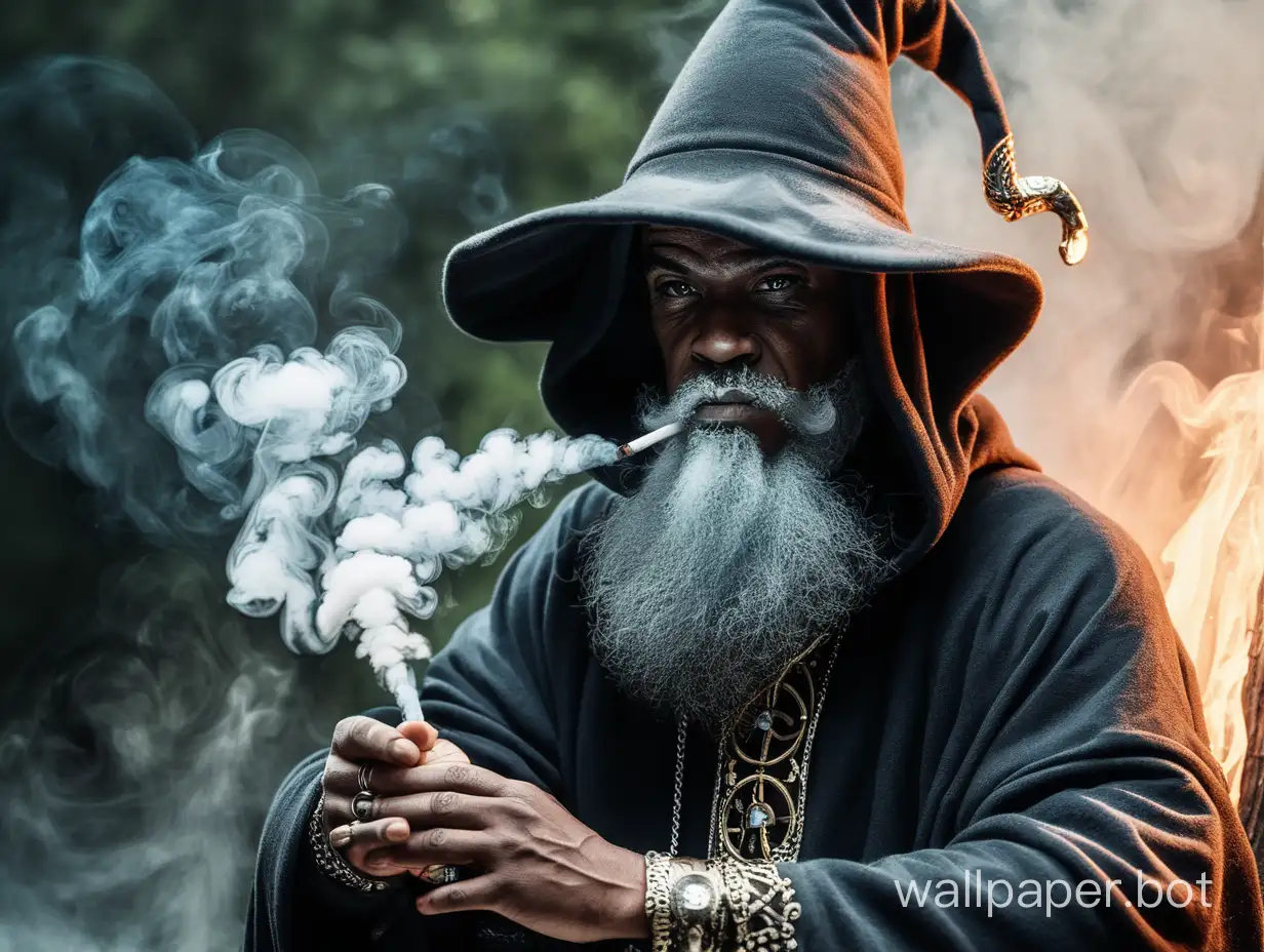 The wizard in the hood and smoke