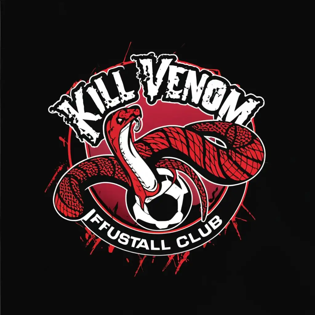 LOGO-Design-for-Kill-Venom-Futsal-Club-Dynamic-Snake-and-Ball-Emblem-with-Striking-Typography