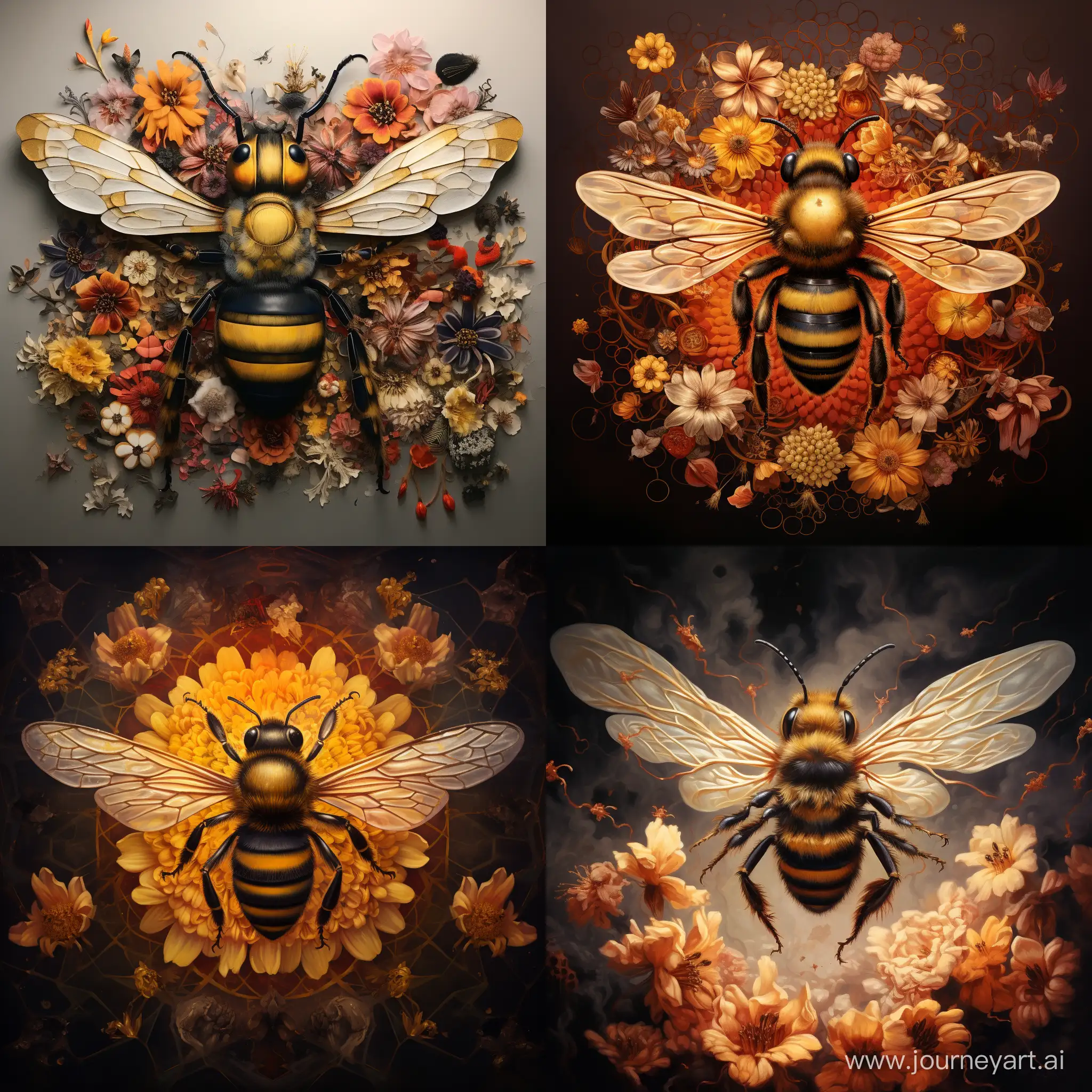 Vibrant-Bee-Art-in-Square-Format