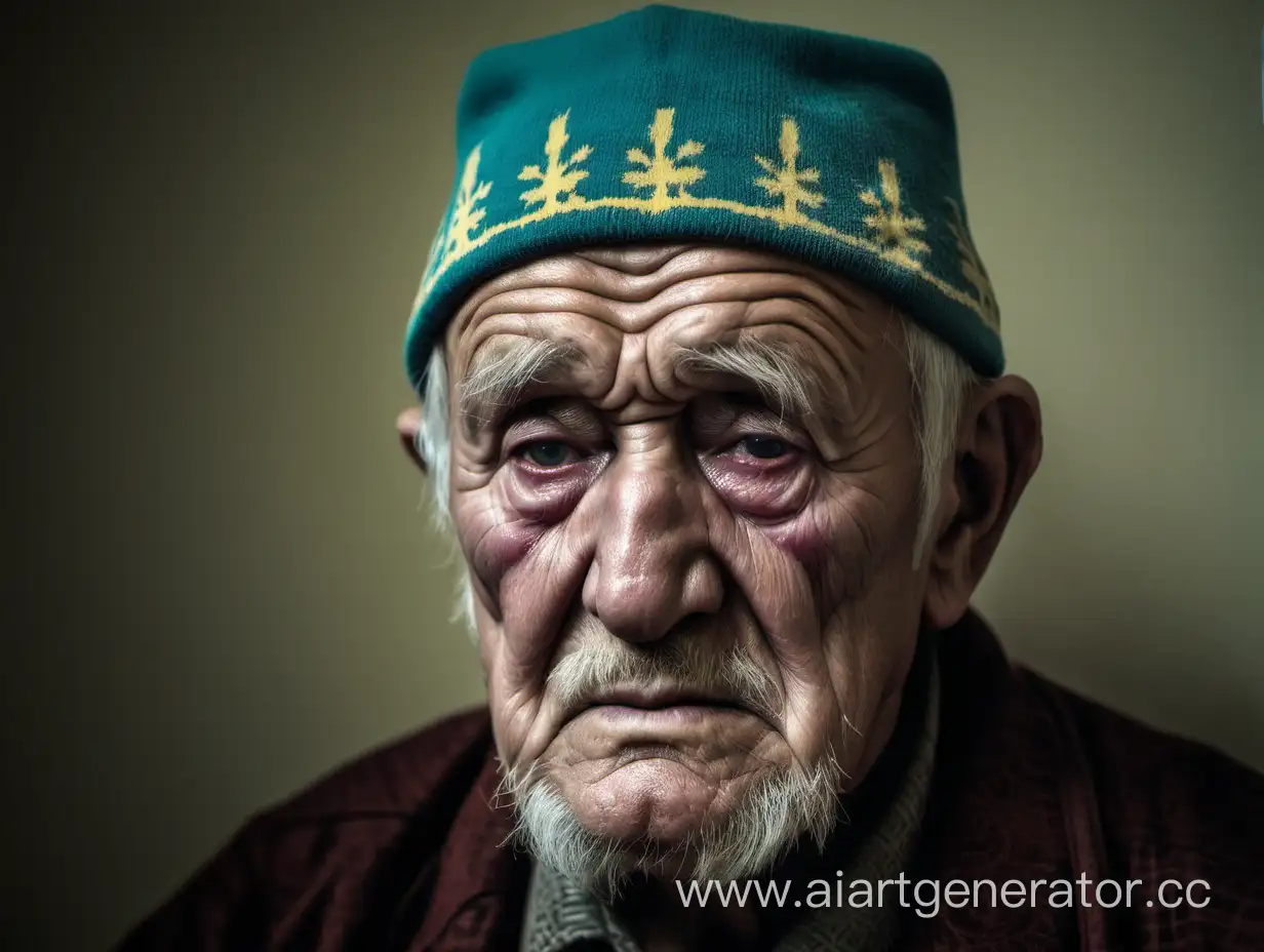 Sad-Grandfather-Tatar-Reflecting-Alone