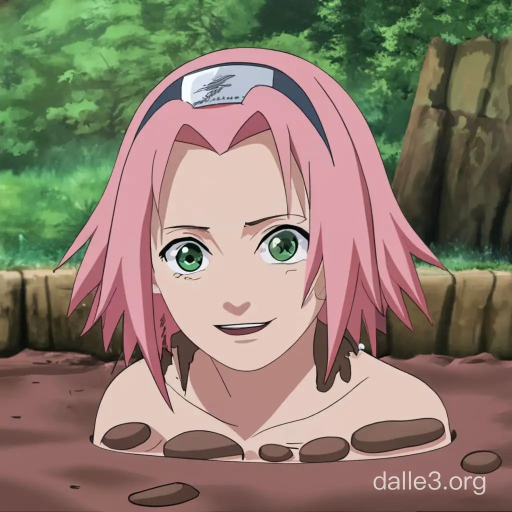 Sakura haruno bathing in mud bath