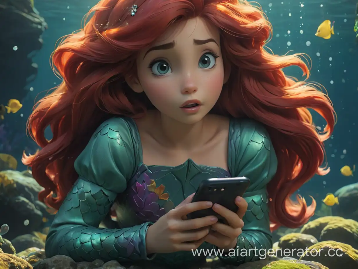 Modern-Little-Mermaid-with-Smartphone