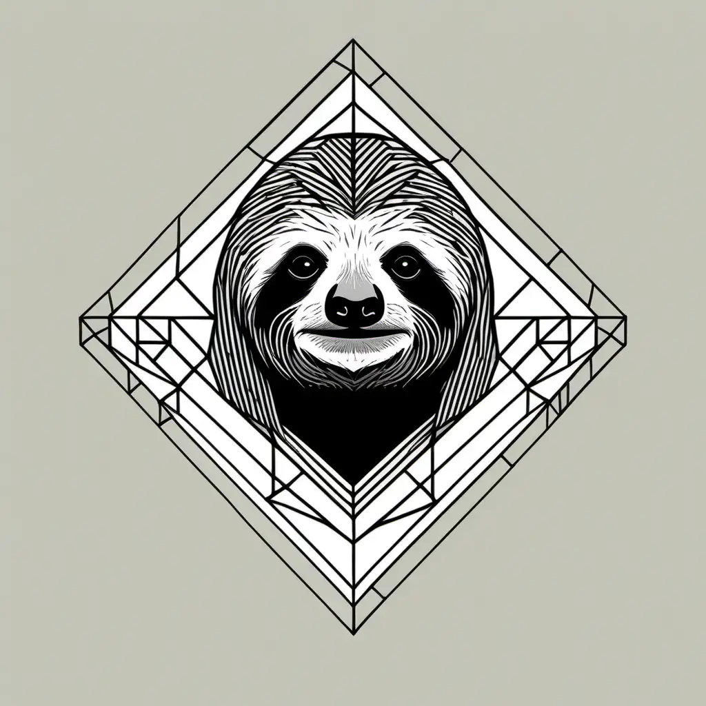 Abstract Geometric Sloth Artwork