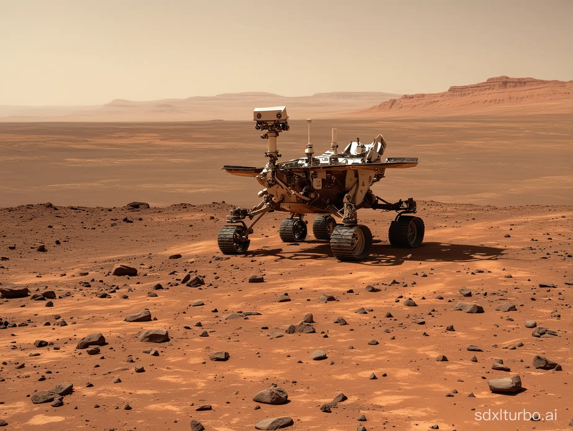 火星探测器在火星上
