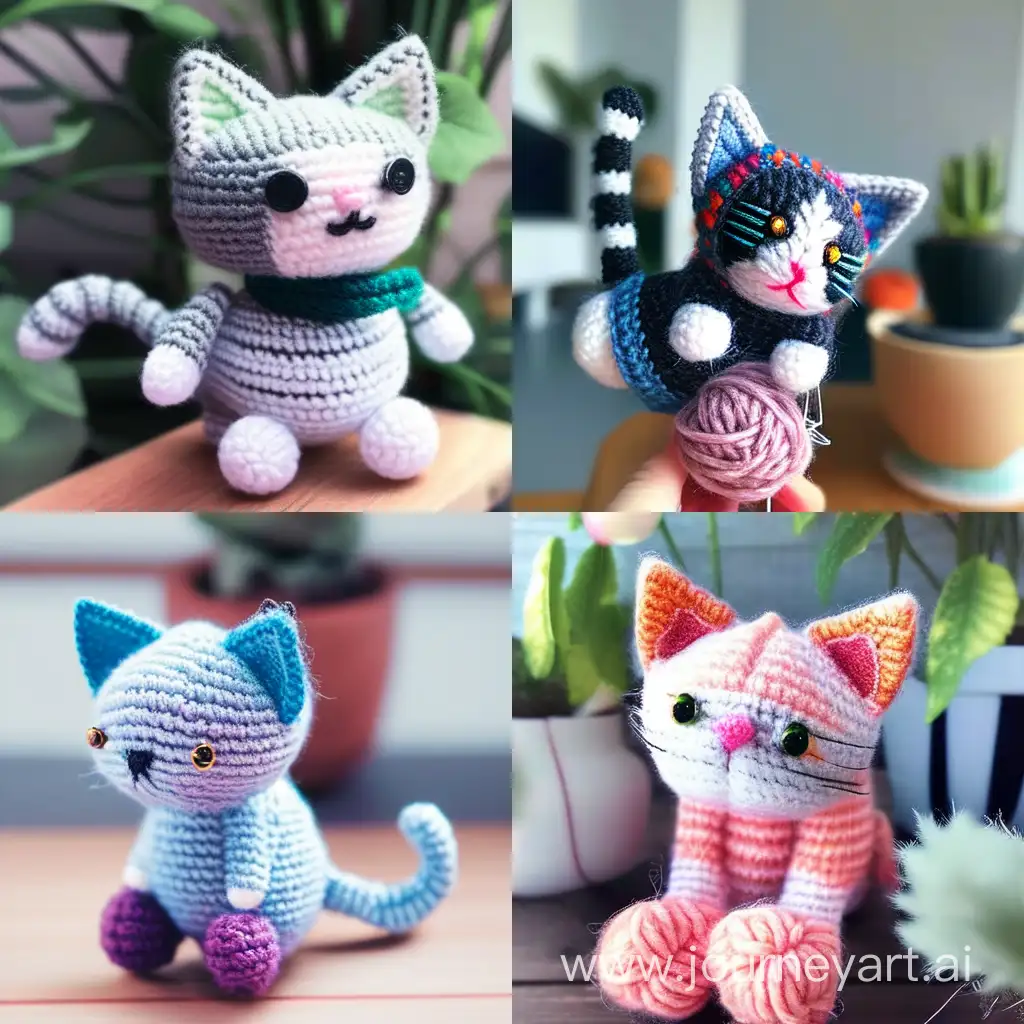 Вязаная игрушка кот