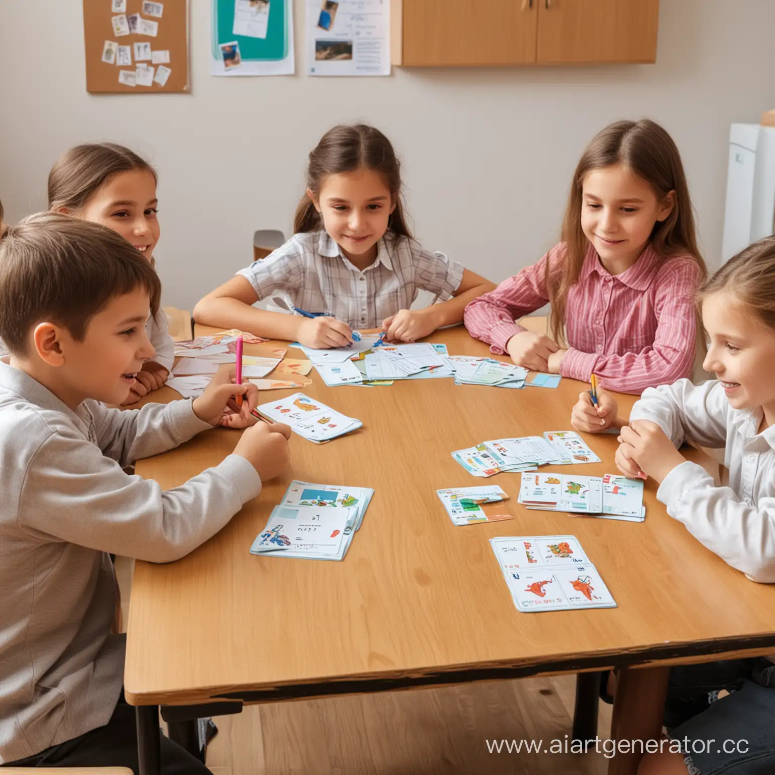 Children-Engaged-in-English-Lesson-with-Educational-Game-and-Cards