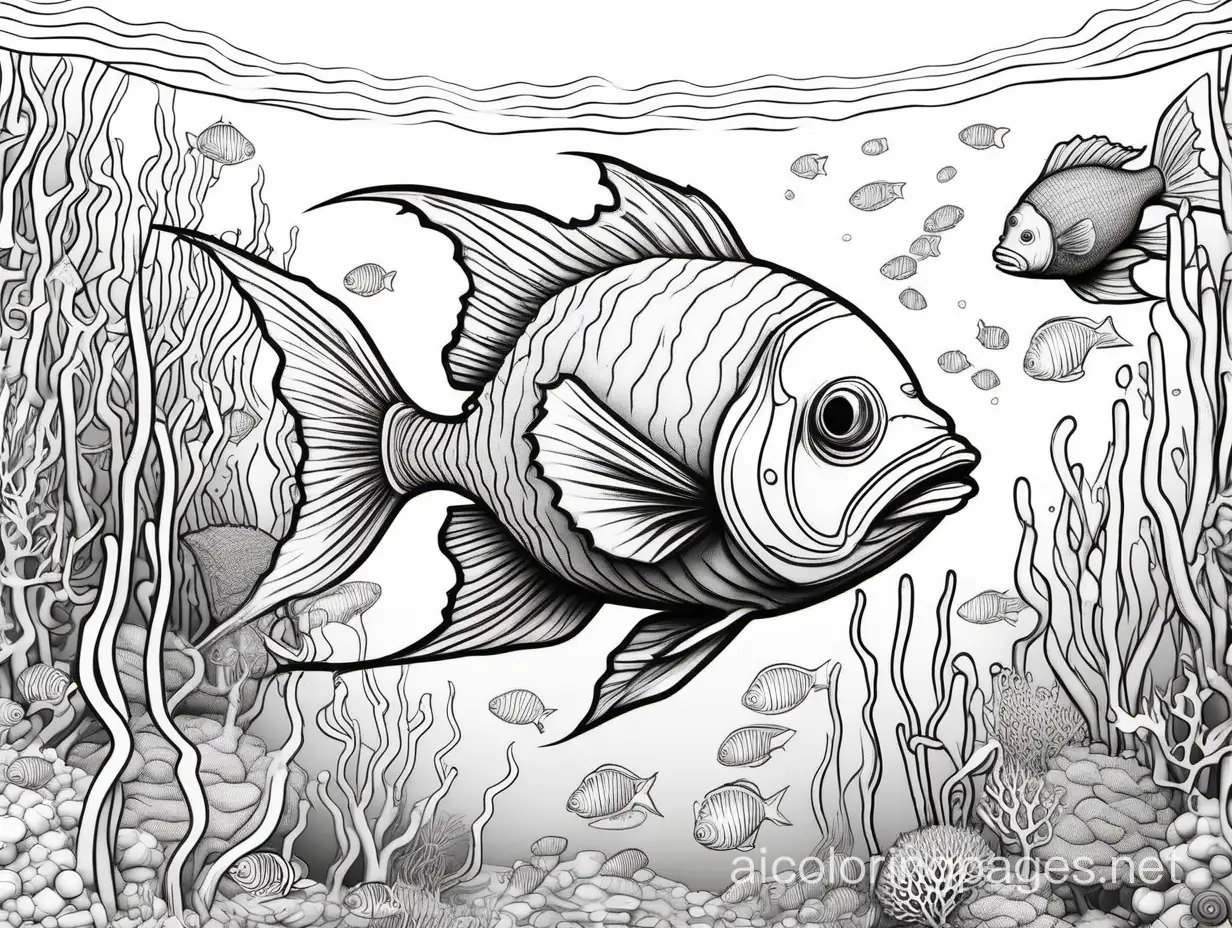 deep sea fish, ambient occlusion, soft shadows, intricate abstract artwork., Coloring Page, black and white, line art, white background, Simplicity, Ample White Space. The background of the coloring page is plain white to make it easy for young children to color within the lines. The outlines of all the subjects are easy to distinguish, making it simple for kids to color without too much difficulty