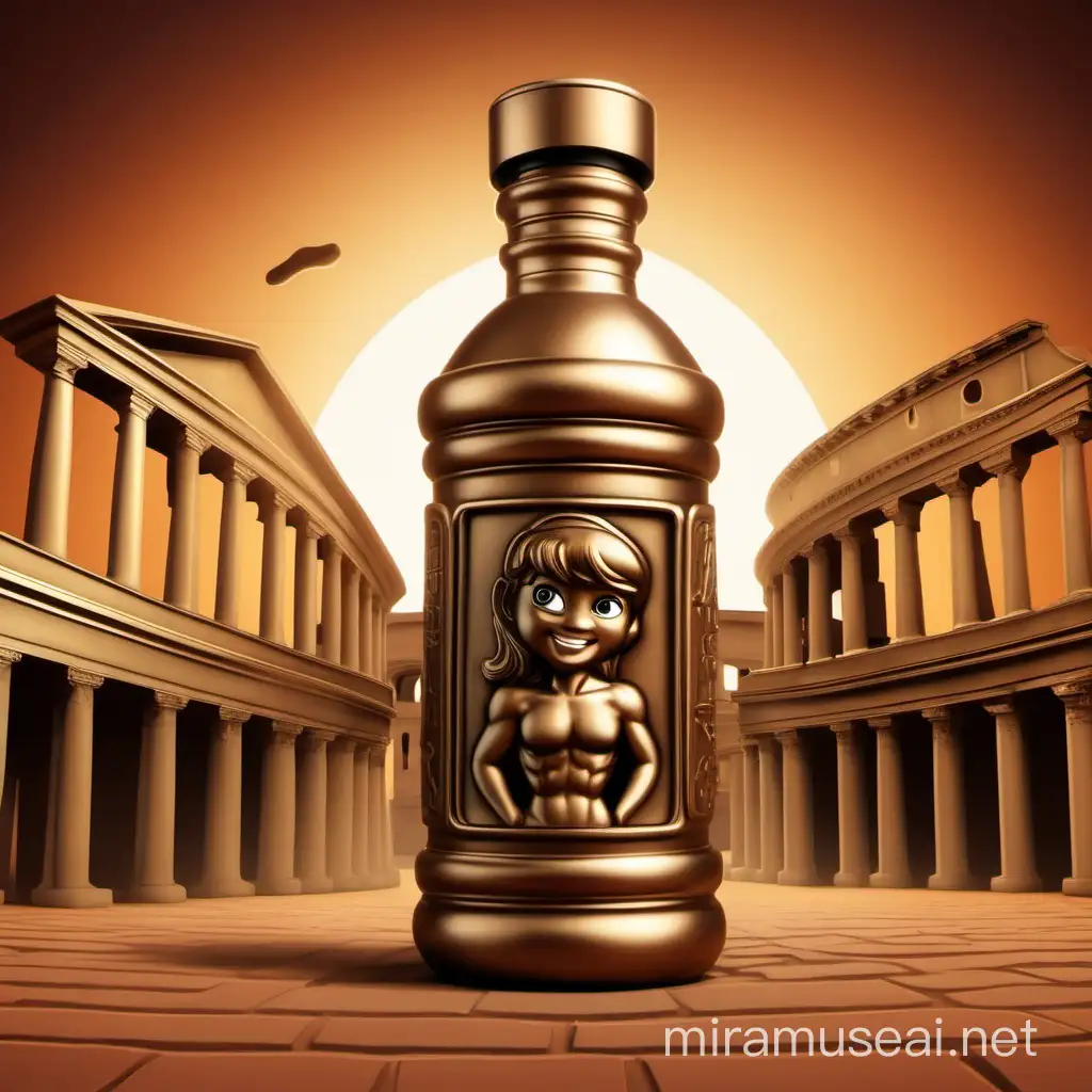 Cheerful Cartoon Bronze Boost Bottle at Rome Theme Park