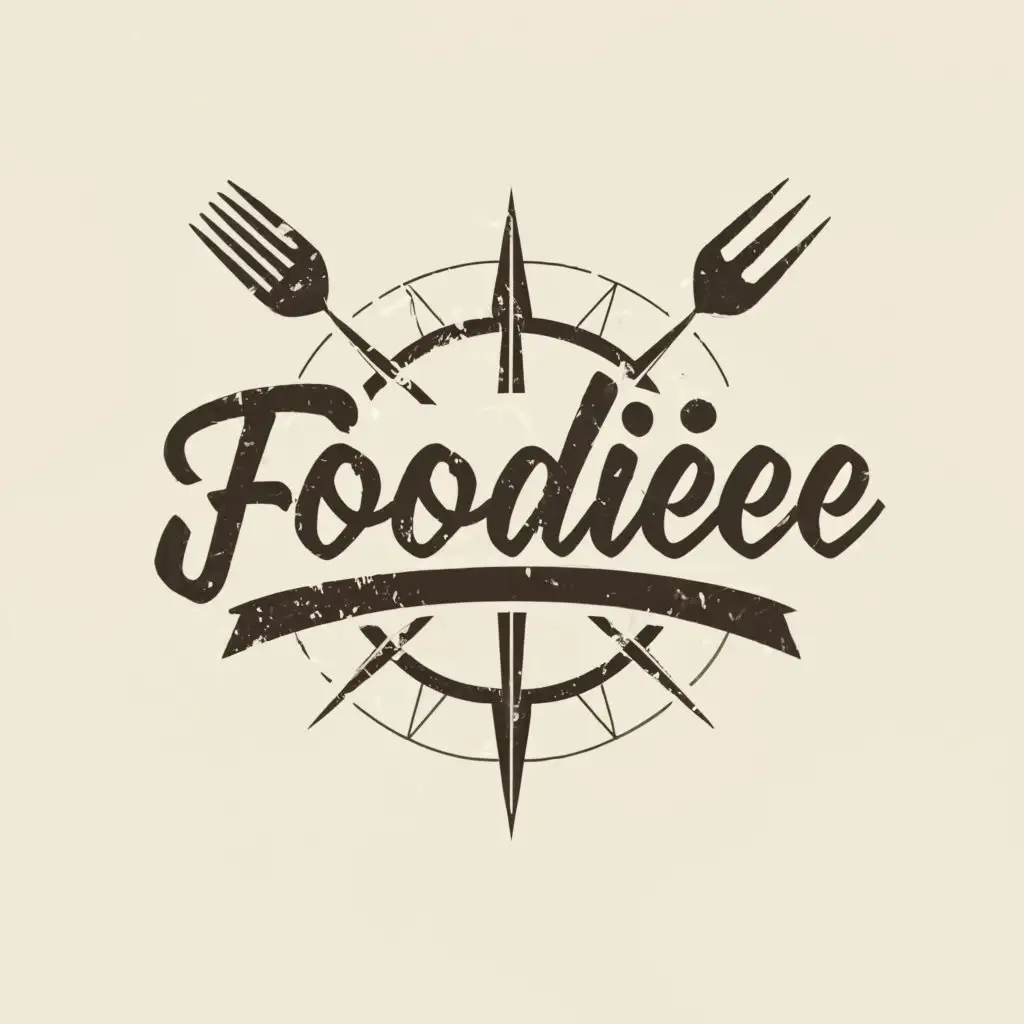a logo design,with the text "foodiee", main symbol:compass with fork and spoon fired,Moderate,be used in Restaurant industry,clear background