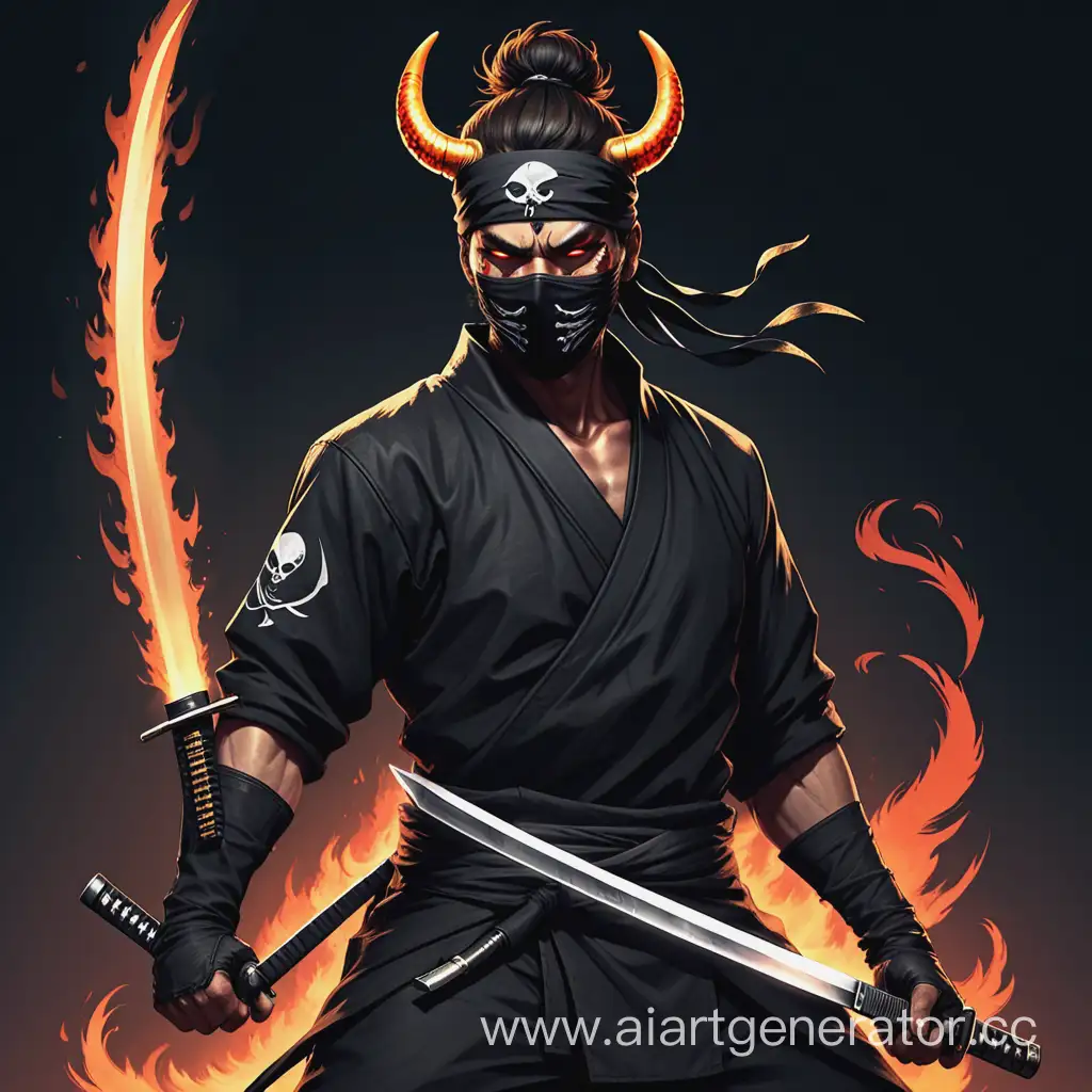 Sinister-Assassin-with-Flaming-Katana-and-Mechanical-Arm