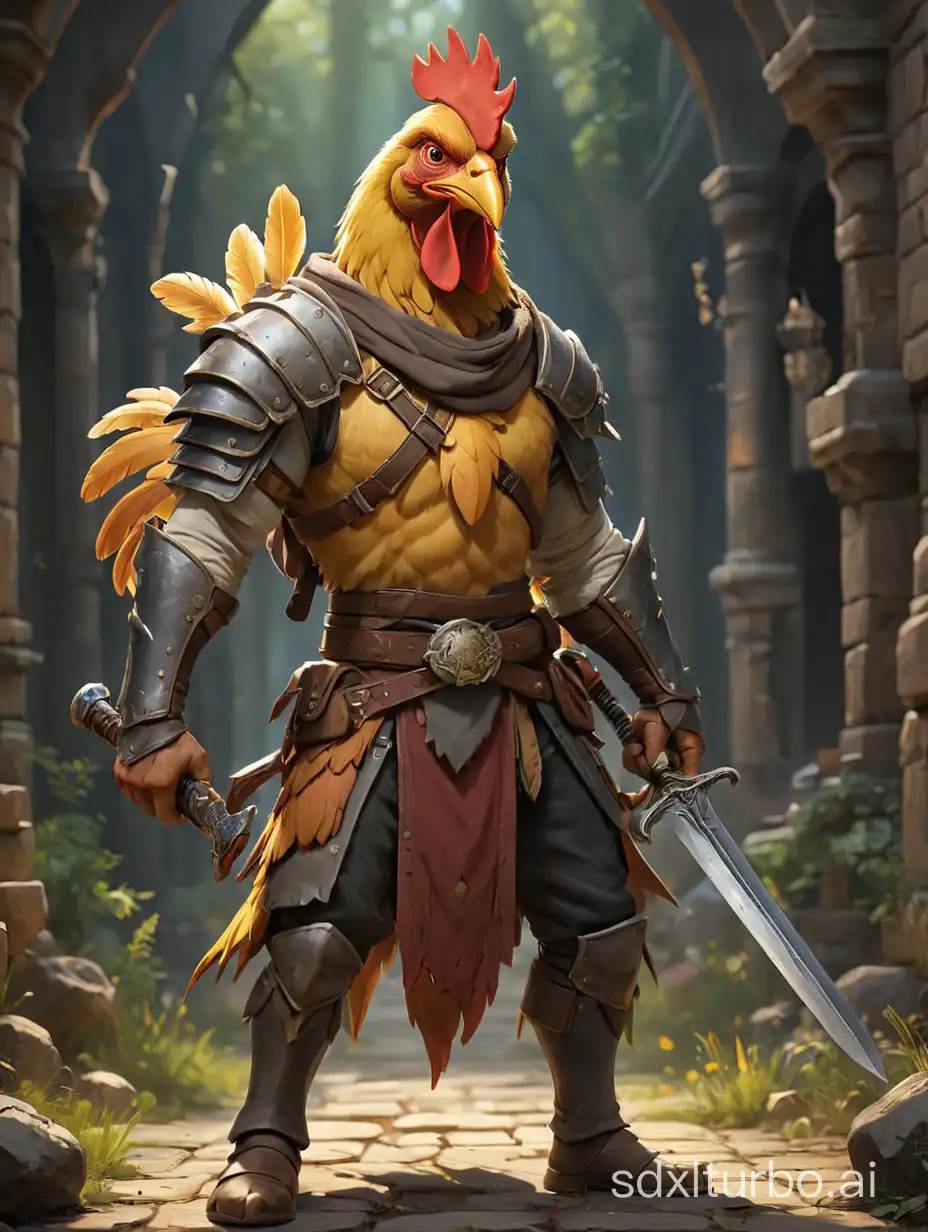 Human-with-Chicken-Head-Wielding-Sword-Dungeons-and-Dragons-Character-Art