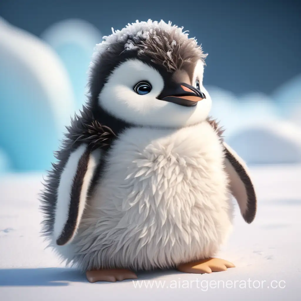 Adorable-Fluffy-Penguin-in-Playful-Wintertime-Scene