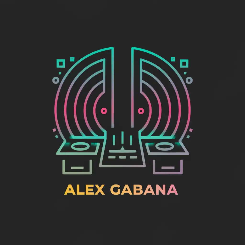 a logo design,with the text "Alex Gabana", main symbol:dj console,Moderate,clear background