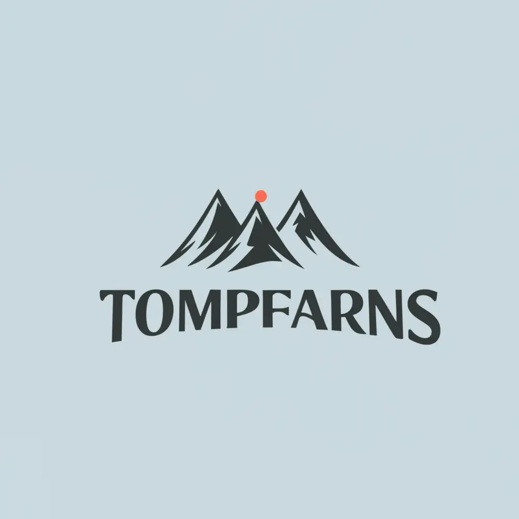 a logo design, with the text 'tompfarns', main symbol: minimal mountains line, Moderate, clear background,