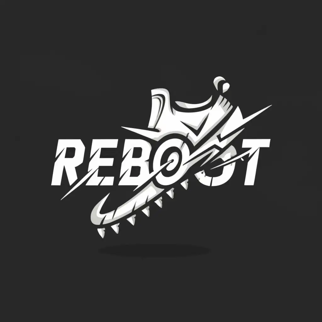 a logo design,with the text "reboot", main symbol:cleat with spike,Minimalistic,be used in Sports Fitness industry,clear background