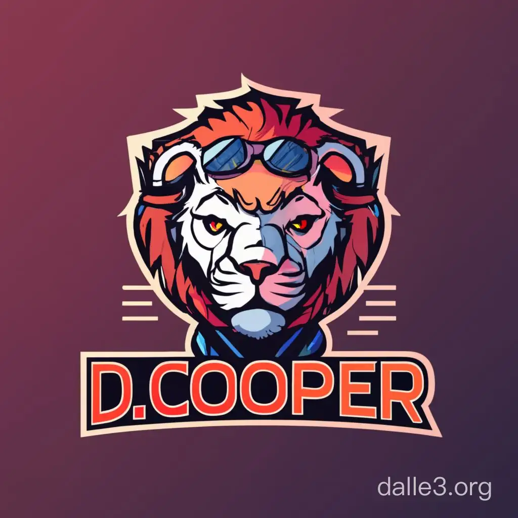 Логотип организации с изображением assasins lion в mascot стиле с текстом D.Cooper