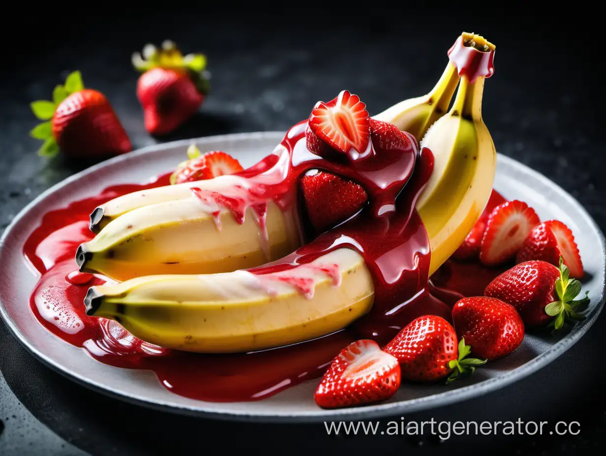 Delicious-Juicy-Banana-with-Strawberry-Filling-in-Syrup