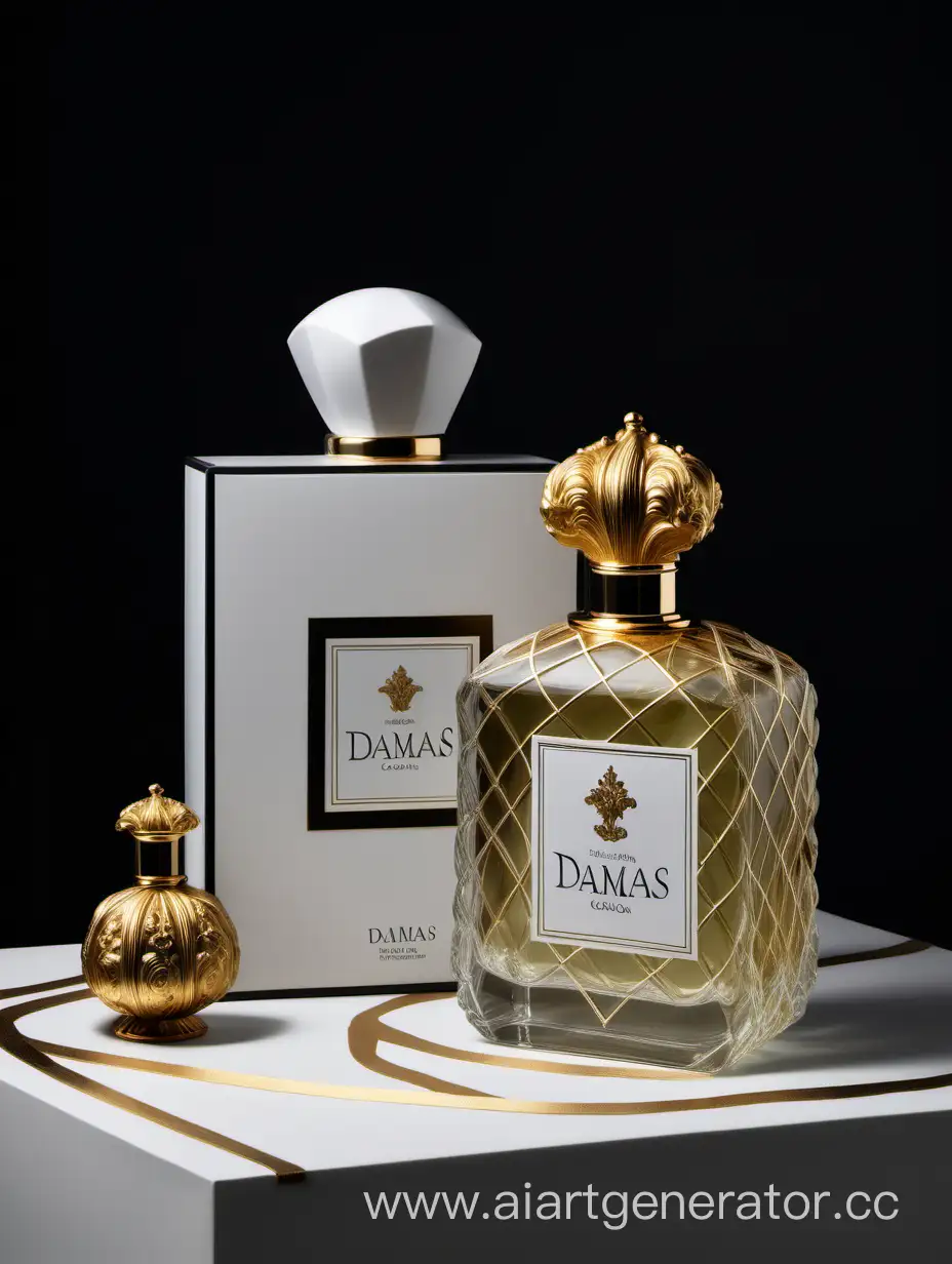 Luxurious-Damas-Cologne-Displayed-Beside-Elegant-BaroqueInspired-White-Box