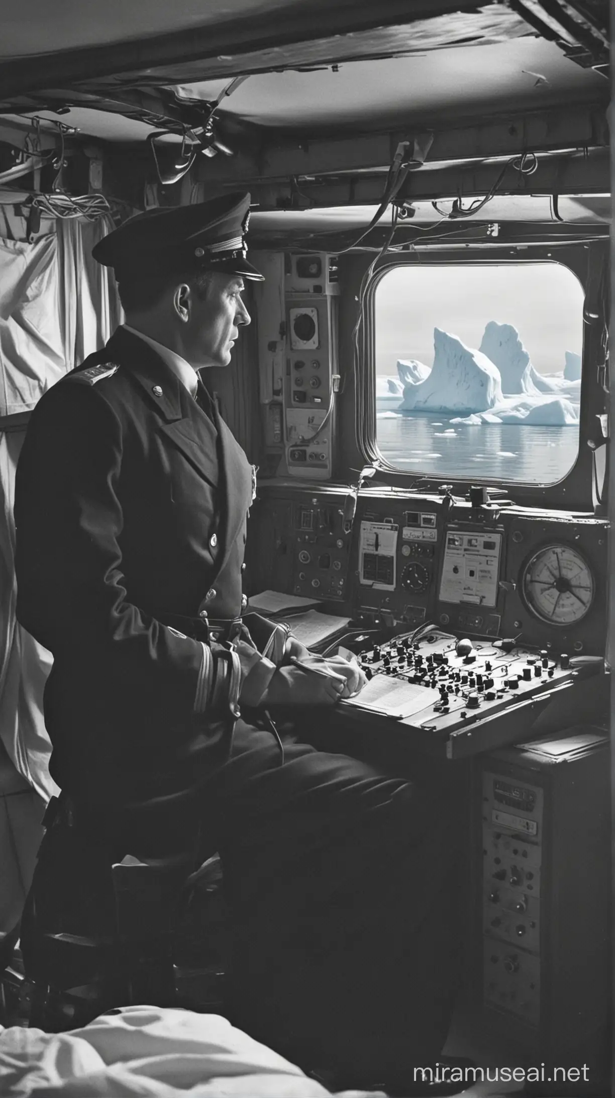 Captain Lord Orders Radio Operator to Alert Ships About Icebergs