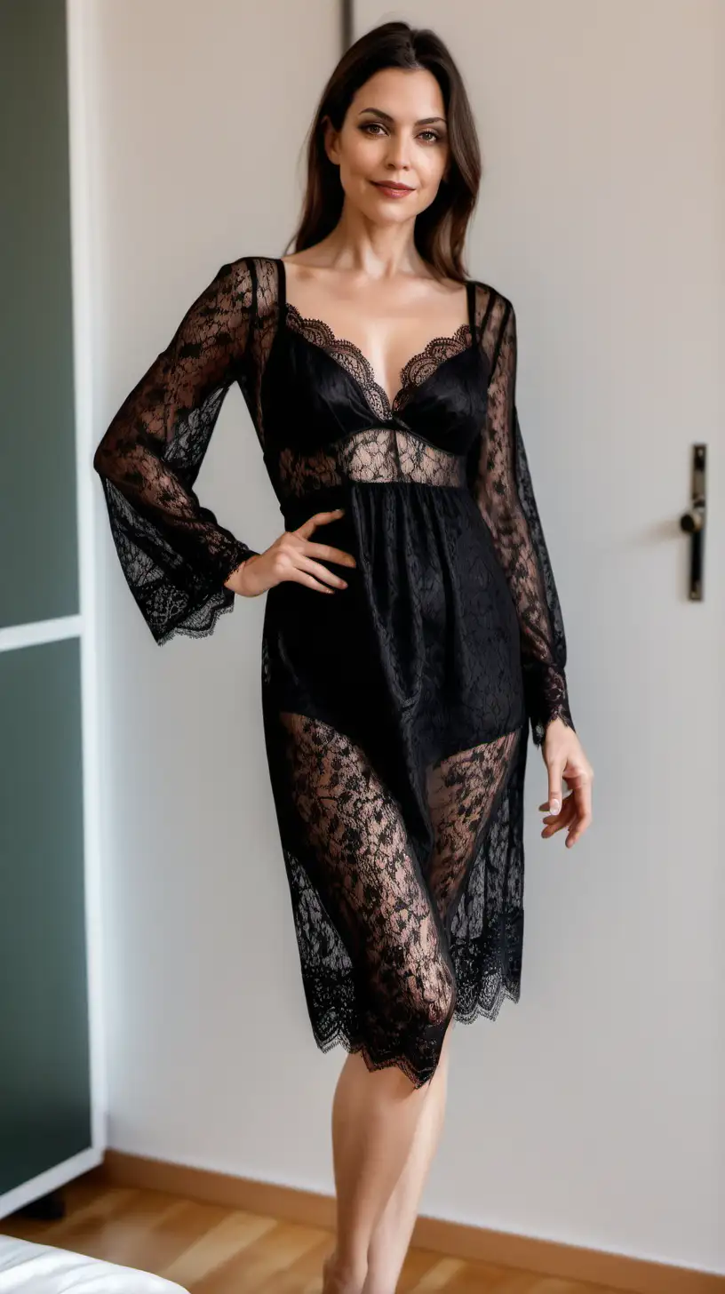 Elegant Lace Lifestyle Instagram Influencer in Black and Light Dress