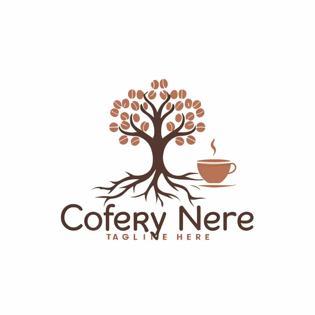 a logo design,with the text ""UNDER THE CHERRY TREE"", main symbol:Design a nice simplified logo where a cherry tree is integrated with a coffee cup that pours the coffee into the roots of the tree, in pink and dark brown.,Minimalistic,be used in Restaurant industry,clear background