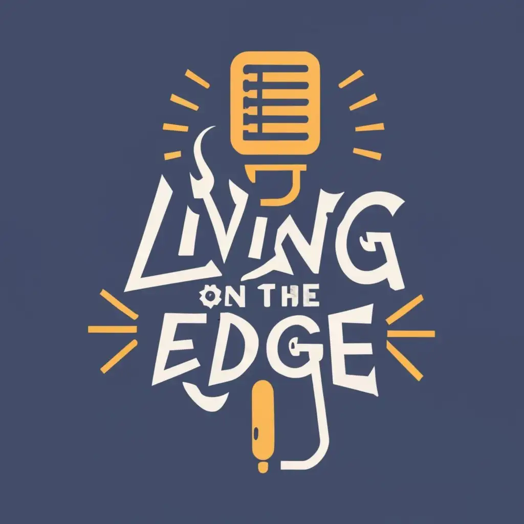 logo, Microphone, graffiti, with the text "Living on the edge", typography, be used in Entertainment industry